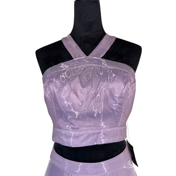 NWT Lulu's 2 Piece Set Ball Gown + Halter Crop Top Lilac Purple Prom Formal Sz M - Picture 10 of 12